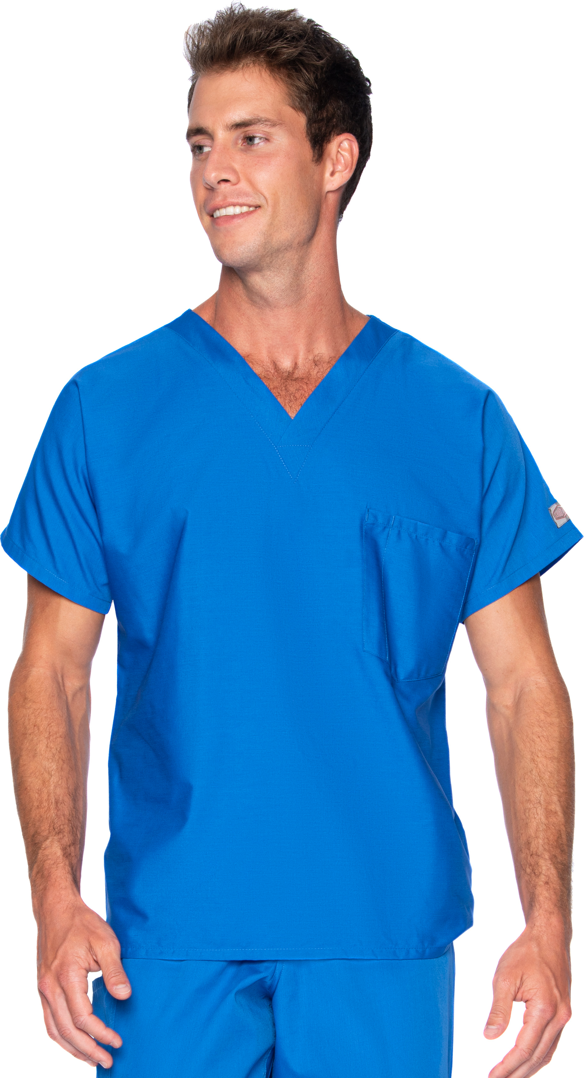 Scrub Zone UNISEX 1-Pocket V-Neck Scrub Top Royal Blue Medium