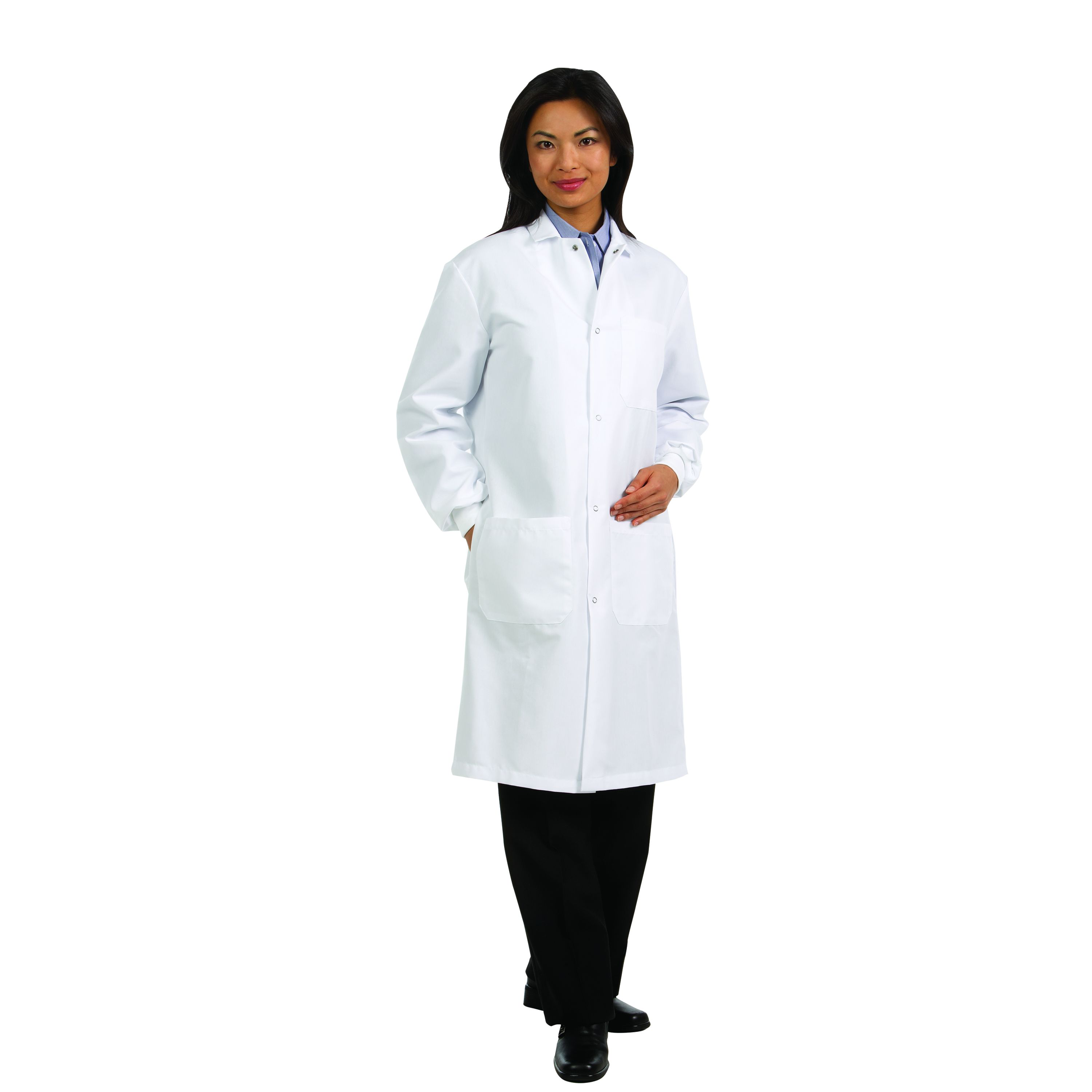 UNISX 41IN SNAP LABCOAT WHT